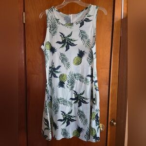 Tropical Pineapple Print Dress, Womens Med